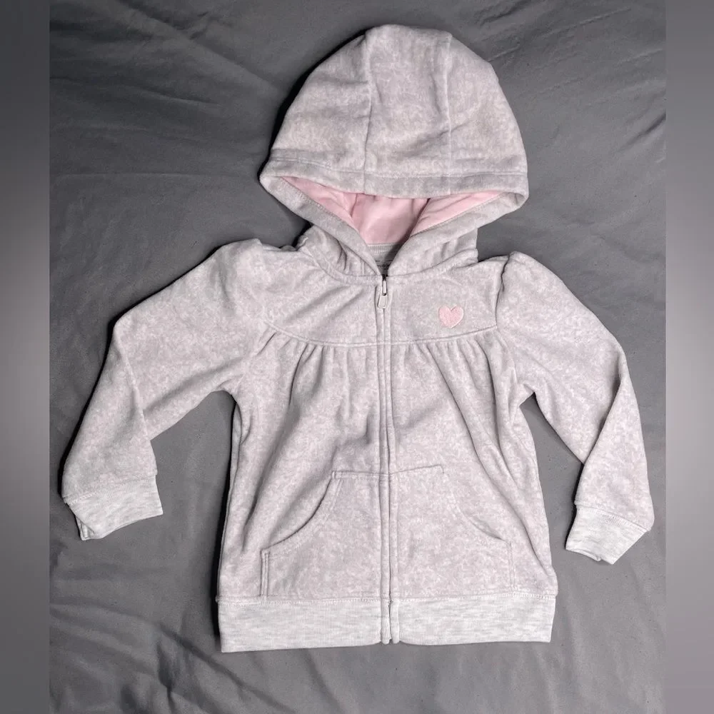 Carter's Pink and Gray Hoodies with Bow and Heart